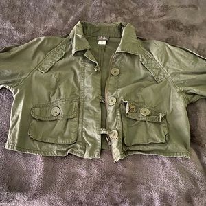 Army green cropped jacket